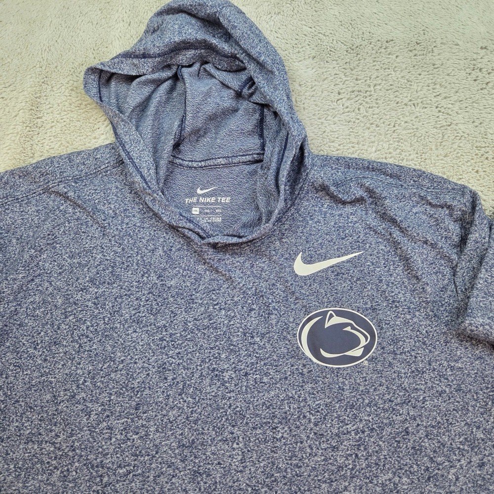 Nike Penn State Nittany Lions Mens XXL Hooded Long Sleeve Graphic Tee Blue White